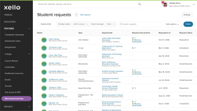 The Student requests page. There are a number of students with a variety of opportunities. Some have forms that need to be completed, and they have a range of request statuses.